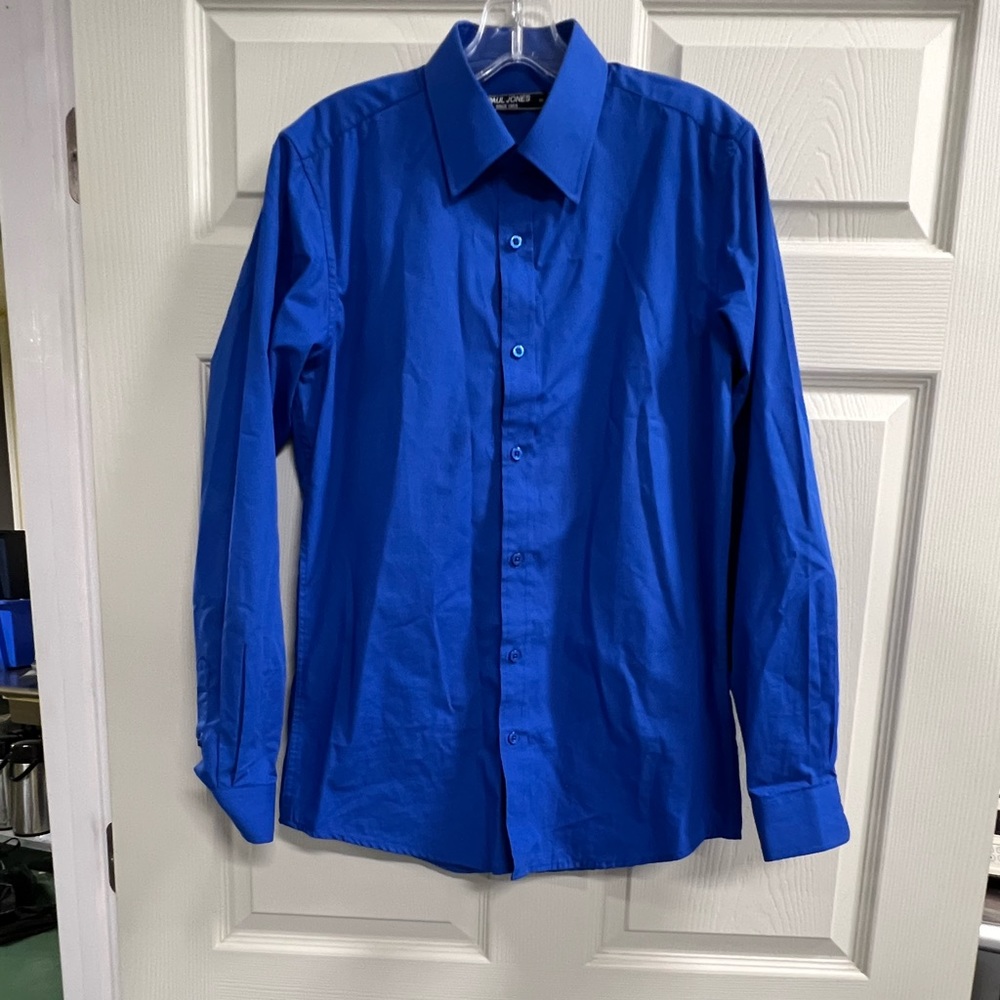 Paul Jones Boy’s Blue Long Sleeve Button Up Shirt - Size Youth Small - VGUC